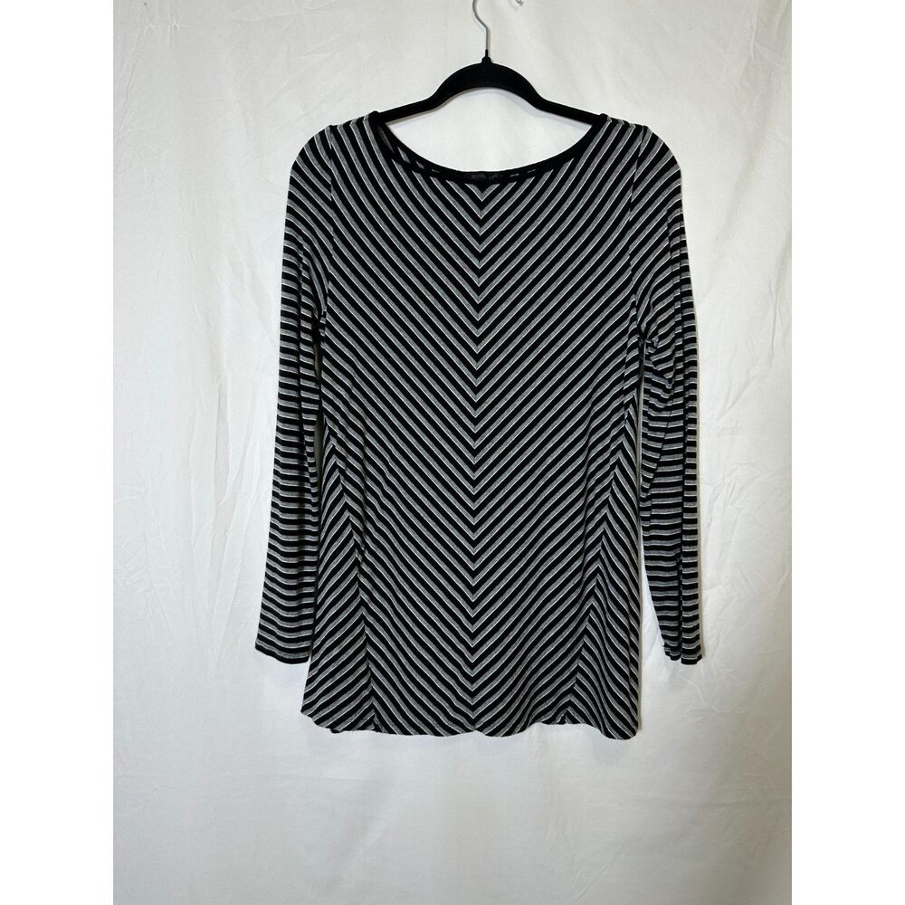 J. Jill Wearever Collection Women's Black Gray Chevron Tunic Top NWOT Size S